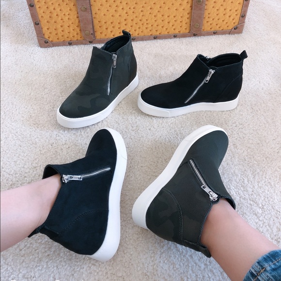 taylor black vegan suede wedge sneakers - Picture 7 of 7